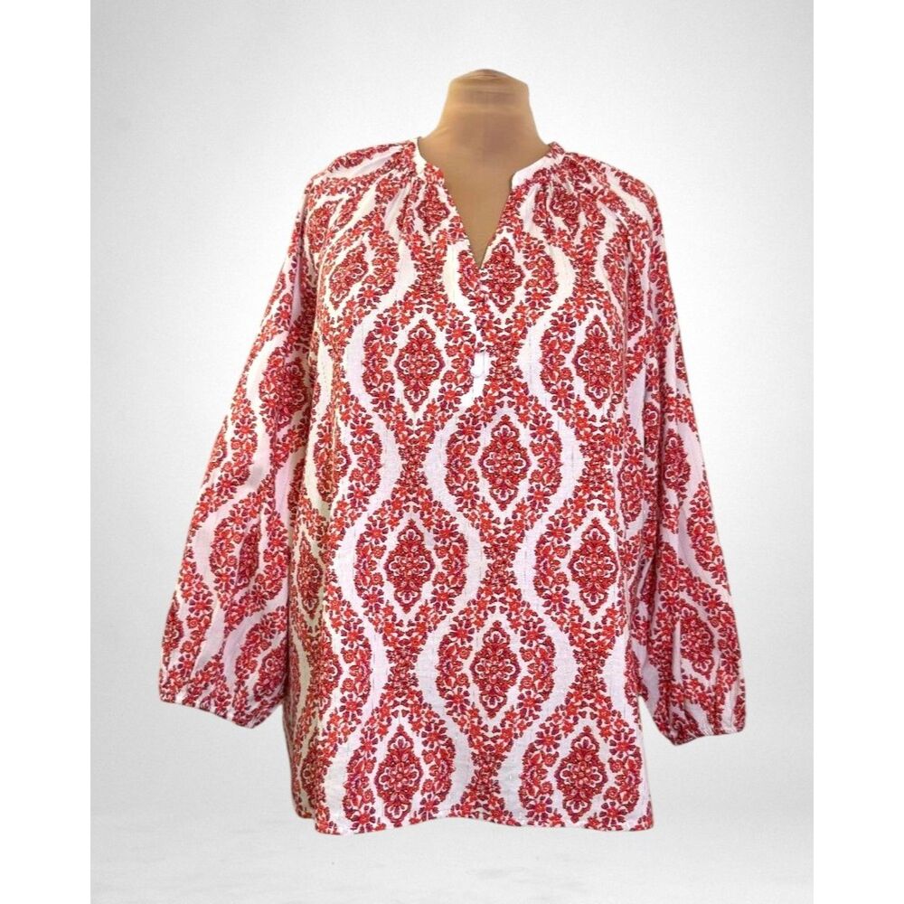 Belle by Kim Gravel Floral Ikat Blouson Sleeve Blouse, NWT! Size 4X